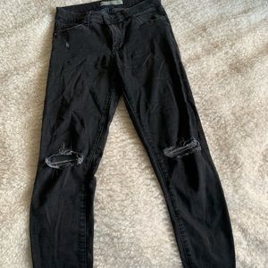 Topshop Leigh Ripped Black Jeans